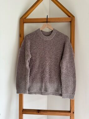 Abercrombie & Fitch Rib-Knit Crewneck Sweater in Taupe